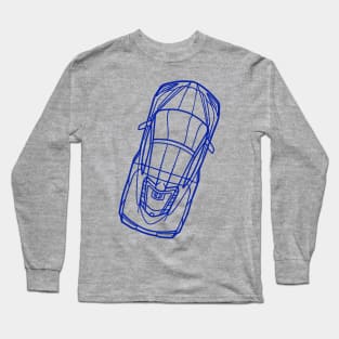 Blue C8 Corvette racecar Silhouette Outline Blue Supercar Sports car Racing car Long Sleeve T-Shirt